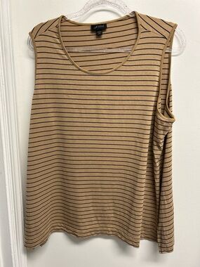 J. Jill Tan Tank Top with Black Stripes